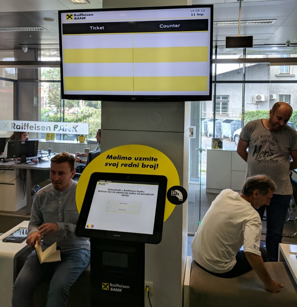 SEDCO's Queuing management system at Raiffeisen Bank branch