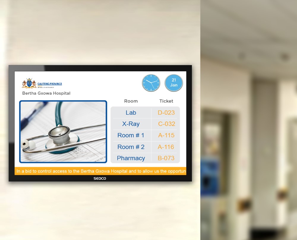 SEDCO's digital signage system for Bertha Goxwa hospital