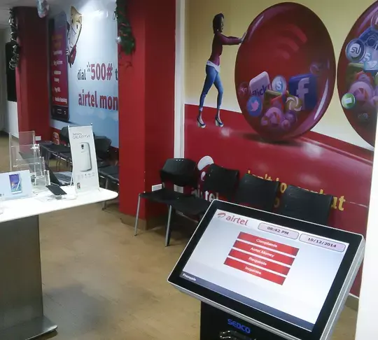 Queuing kiosk by SEDCO at Airtel Ghana